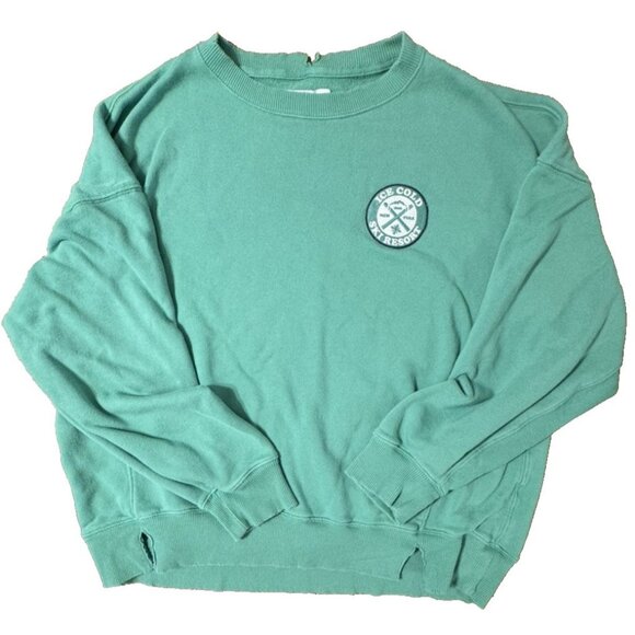 Aerie American Eagle Ice Cold Ski Resort Oversized Green Sweatshirt Size Medium - Picture 1 of 10